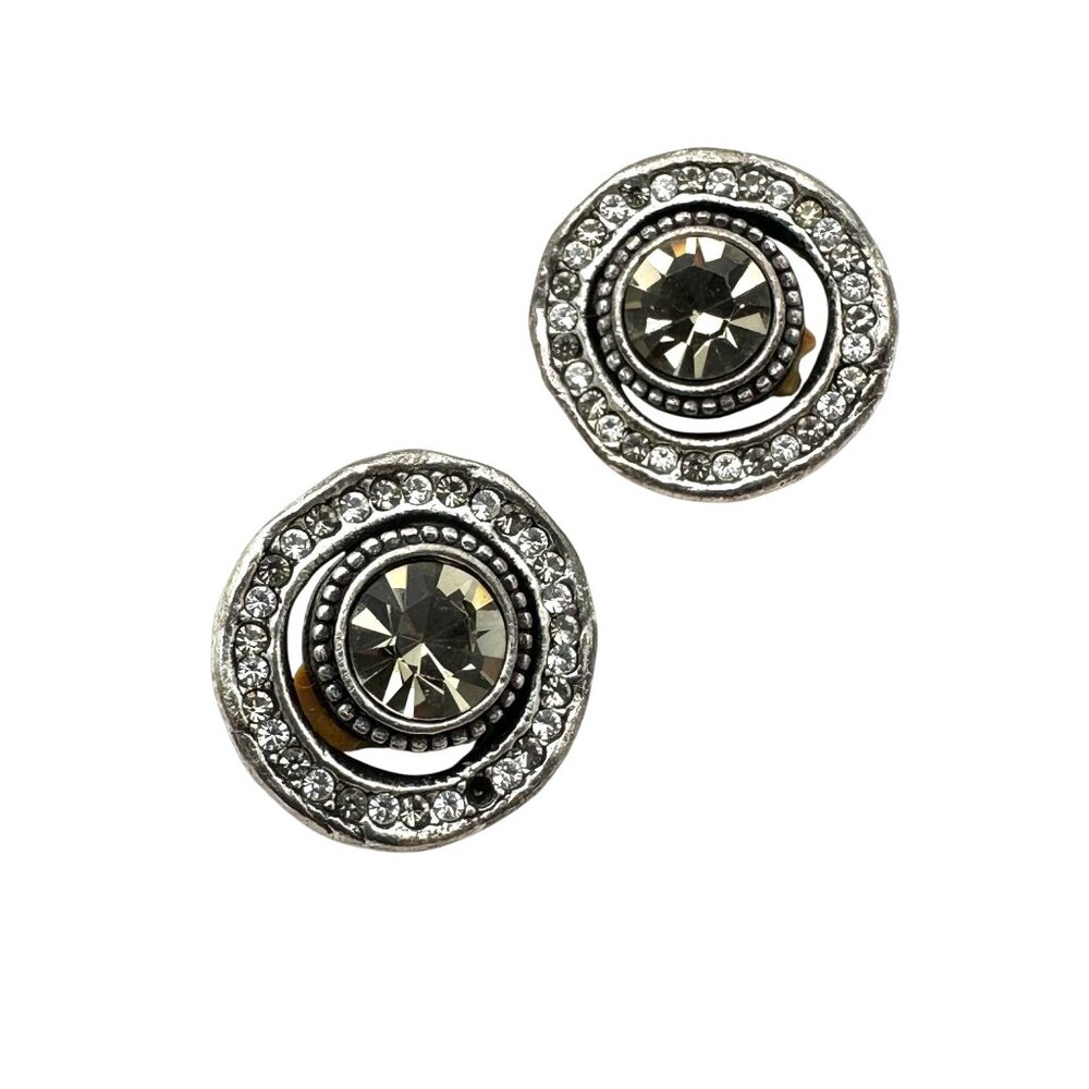 Patricia Locke Swarovski Crystal Silver Tone Clip Earrings